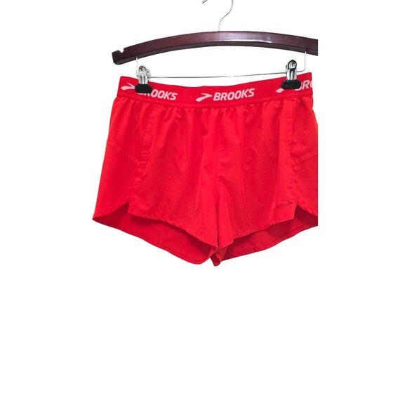 Brooks Women's Red Athletic Running Shorts Elastic Waistband & Inner Pocket Size - Picture 1 of 8